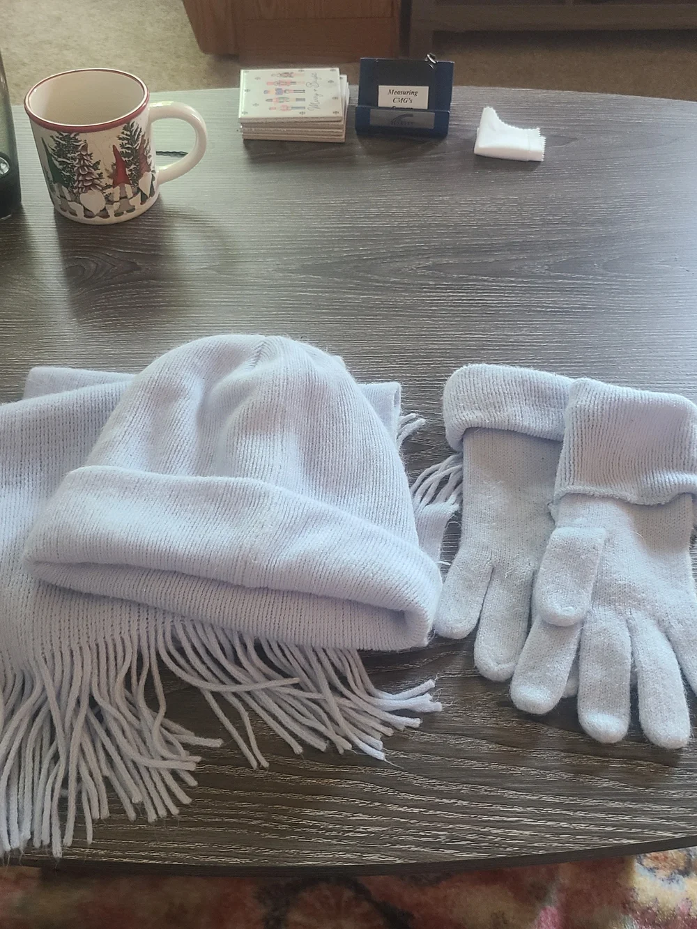 Light Blue Knit Hat, Scarf & Glove Set